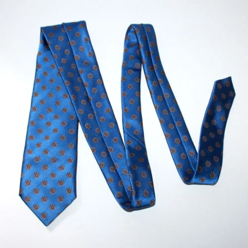 Geoff Nicholson Necktie blue gold 100% silk Italy